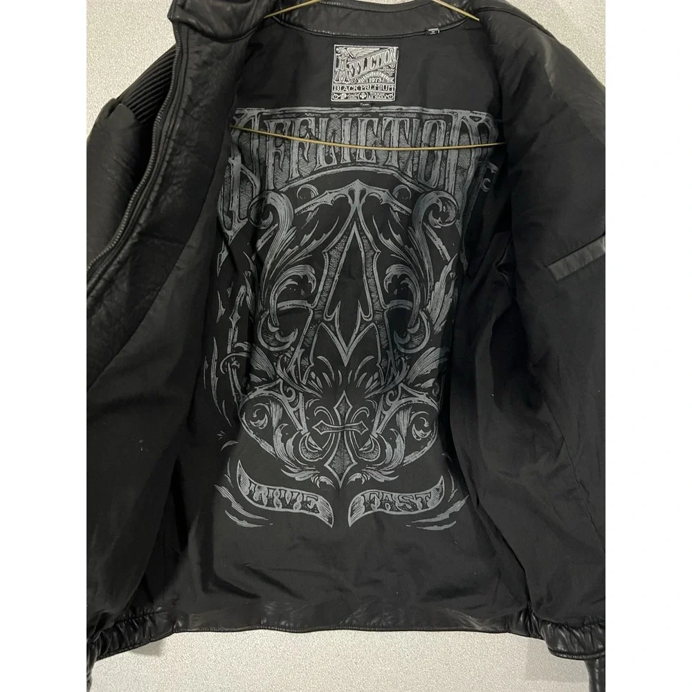 Affliction Limited Edition Polyurethane Moto Jacket Black Heavy Padding Grunge